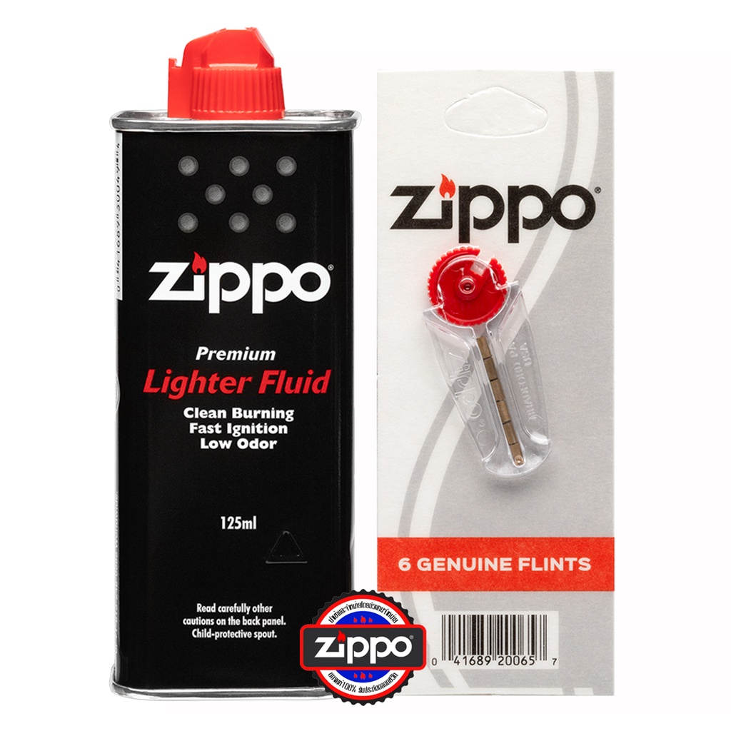 รูปภาพสินค้าแรกของZippo ชุดน้ำมัน ถ่าน สำหรับไฟแช็กซิปโป้ Zippo Fluid+Flint