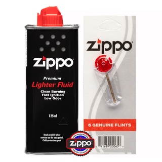 รูปภาพขนาดย่อของZippo ชุดน้ำมัน ถ่าน สำหรับไฟแช็กซิปโป้ Zippo Fluid+Flintลองเช็คราคา