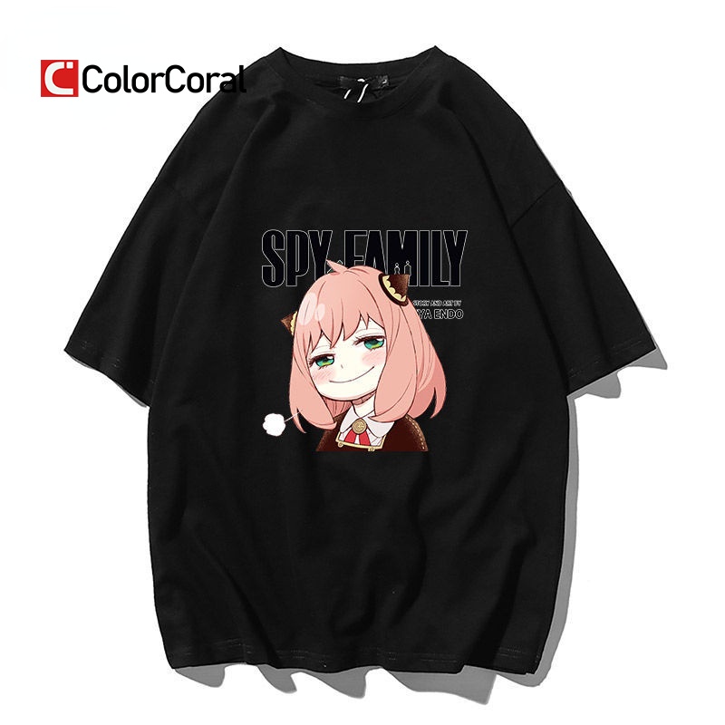 เสื้อยืดโอเวอร์ไซส์colorcoral-spy-x-family-เสื้อยืดแขนสั้น-พิมพ์ลายการ์ตูนอนิเมะ-anya-forger-น่ารัก-สไตล์ฮาราจูกุ-แฟชั่น