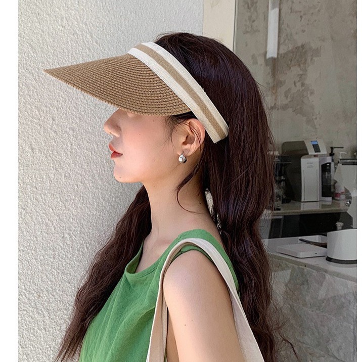ภาพหน้าปกสินค้าหมวกสานครึ่งหัว หมวกสานผู้หญิง วินเทจ กันแดดUV ชายหาด สไตล์เกาหลี พร้อมส่งในไทย จากร้าน chenqiaojia บน Shopee