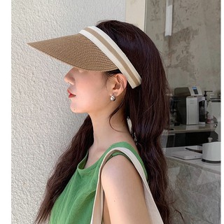 ภาพขนาดย่อของภาพหน้าปกสินค้าหมวกสานครึ่งหัว หมวกสานผู้หญิง วินเทจ กันแดดUV ชายหาด สไตล์เกาหลี พร้อมส่งในไทย จากร้าน chenqiaojia บน Shopee