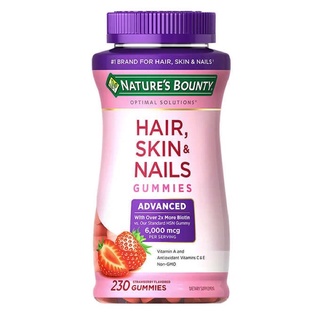 พร้อมส่งที่ไทย! Natures Bounty Hair, Skin and Nails Advanced, 230 Gummies บำรุงผม ผิว เล็บ สูตรเข้มข้น ของแท้ นำเข้า