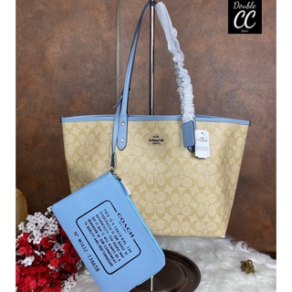 (แท้ 💯%‼from Factory) REVERSIBLE CITY TOTE IN SIGNATURE CANVAS (COACH F36658) **ไม่มีป้ายราคาสีขาว**