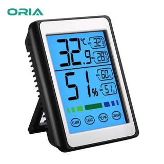 สินค้า ORIA เครื่องวัดความชื้นอากาศดิจิทัล เครื่องวัดอุณหภูมิความชื้น LCD แบบสัมผัส z3nL