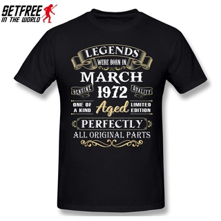 เสื้อยืดวินเทจเสื้อยืดแขนสั้น คอกลม ผ้าฝ้าย พิมพ์ลาย Legends Were Born In March 1972 ขนาดใหญ่ เหมาะกับของขวัญวันเกิด สไต