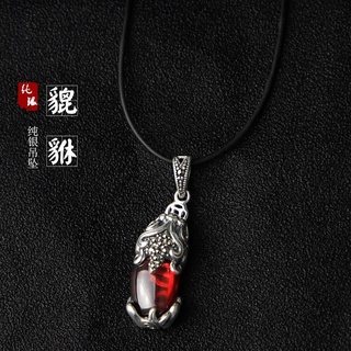 สร้อยคอเงินแท้ S925 จี้รูปฝากระโปรงปีใหม่ นําโชค สไตล์เรโทร สําหรับผู้ชาย และผู้หญิง