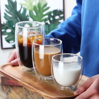 แก้วกาแฟ ถ้วยสองชั้น แก้ว ถ้วยใสสองชั้น แก้วน้ำ Double Wall Glass ใส่ได้ทั้งร้อนเย็น แก้วใส