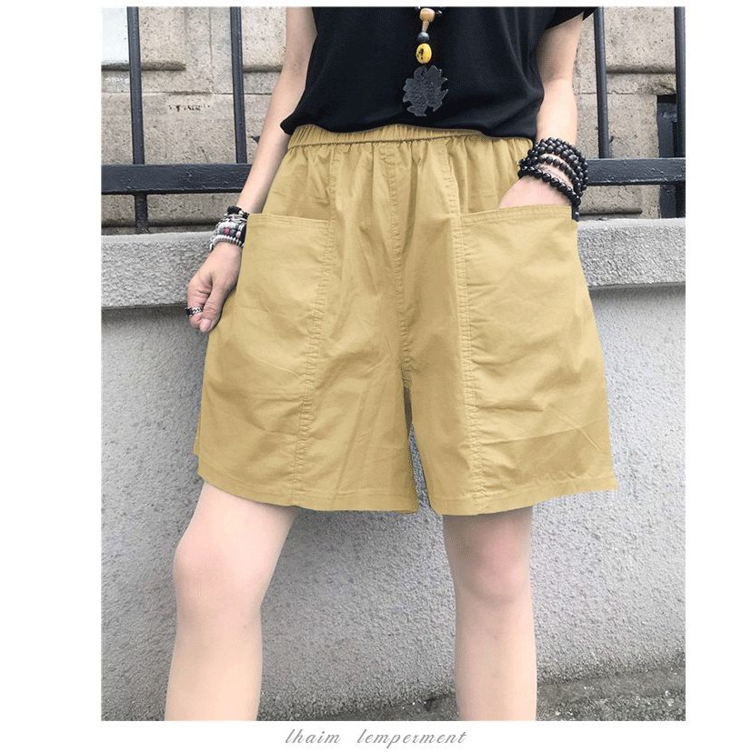 2021ใหม่-กางเกงขาสั้นผ้าฝ้าย-หญิงฤดูร้อนเอวสูง-บาง-กางเกงลำลอง-นักเรียน-เกาหลี-หลวม-aกางเกง-ขากว้าง-กางเกงสไตล์