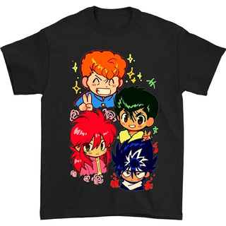 เสื้อยืดสีขาวHuo ZAO Yu Yu Hakusho เสื้อยืดลําลองสําหรับผู้ชายแขนสั้นพิมพ์ลาย Music Band สีดําS-4XL