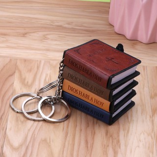 ARIN❥Holy Bible Book Leather KeyRing Miniature Spiritual Christian Jesu Keychain