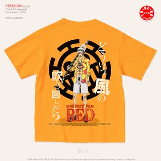 เสื้อยืด ลายภาพยนตร์อนิเมะ One Piece Trafalgar Law สีแดง สีส้ม