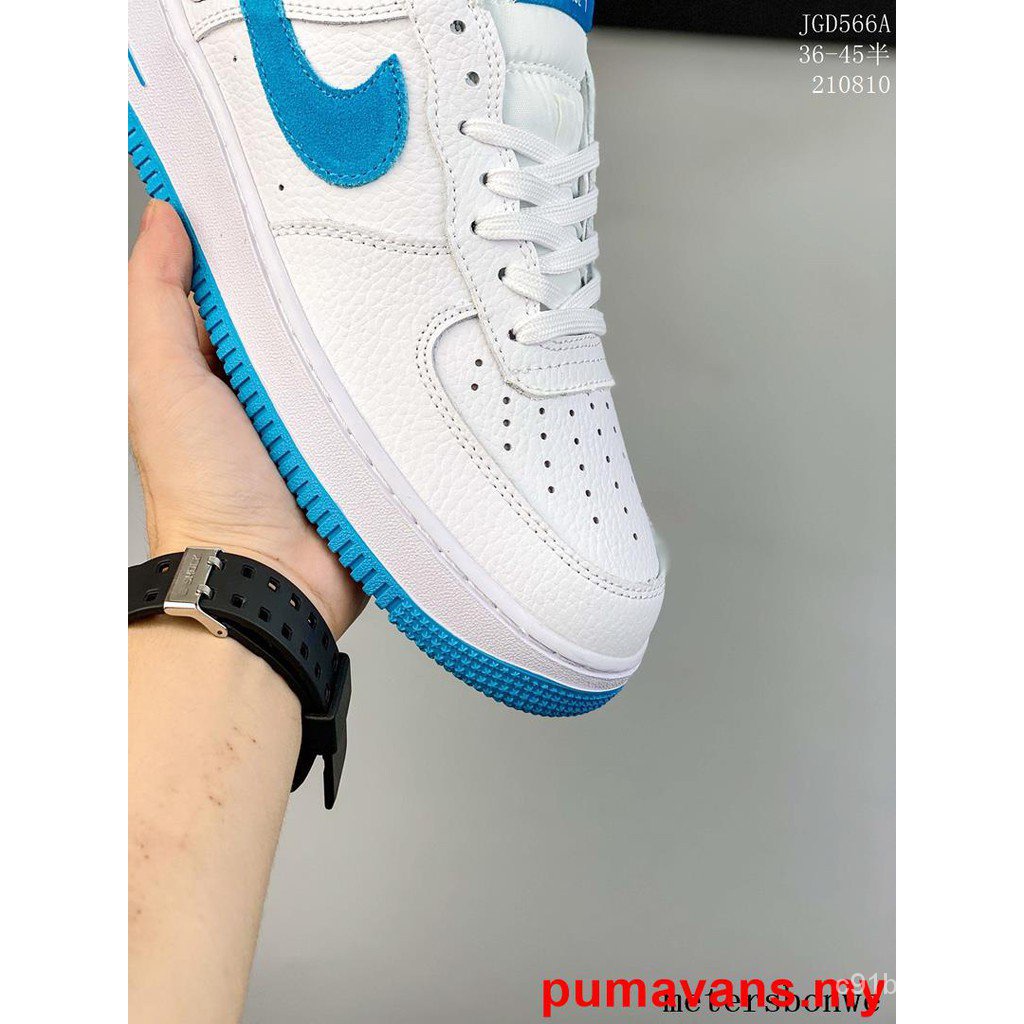 สีใหมnike-air-force-1-low-gs-mini-swoosh-รองเท้ากีฬาลำลองส้นเตี้ยสีน้ำเงินสีขาว