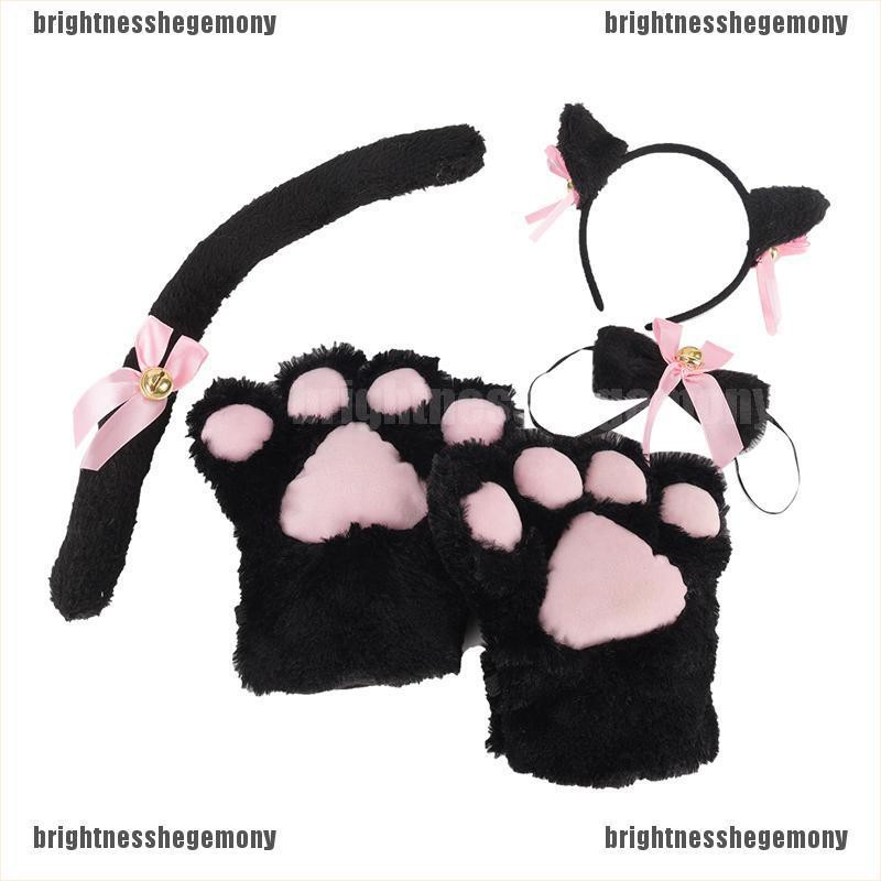 brighthegemony-5-ชิ้น-เซต-คอสเพลย์-แมว-หางแมว-หู-ปลอกคอ-ถุงมือ-อุ้งเท้า-ชุดน่ารัก