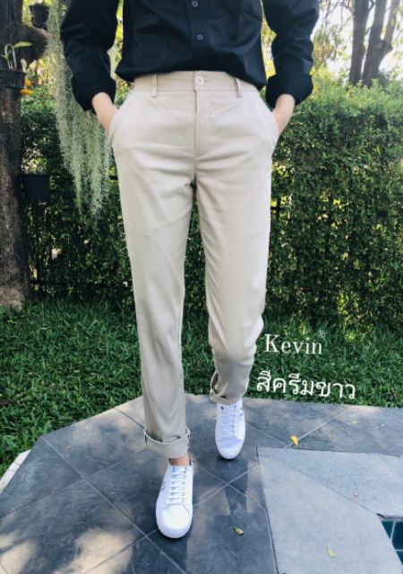 ภาพสินค้าKevin กางเกงสแล็คขายาว ทรงกระบอกเล็ก ผ้ายืด Spendex Cotton เอว 28-46 นิ้ว มี 3 สีให้เลือก จากร้าน s_magic บน Shopee ภาพที่ 3