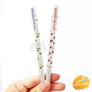 ปากกาลูกลื่น Faster Floral Design รุ่น CX910 ขนาดหัว 0.38mm **น้ำเงิน/แดง**