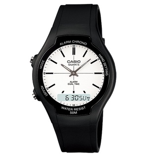 Casio Standard นาฬิกาข้อมือผู้ชาย สายเรซิ่น รุ่น AW-90H-7E - สีดำ