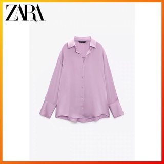 Zara เสื้อเชิ้ตผ้าซาติน สไตล์ฤดูใบไม้ร่วง สําหรับผู้หญิง 8741256 656