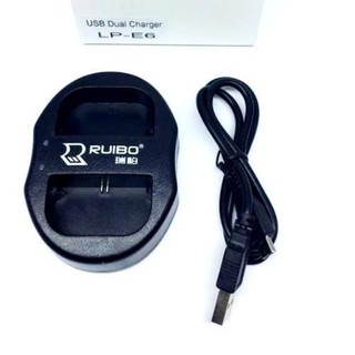 แท่นชาร์จแบตกล้องแบบคู่ Dual Battery Charger LP-E6  for Canon With Micro USB Cable