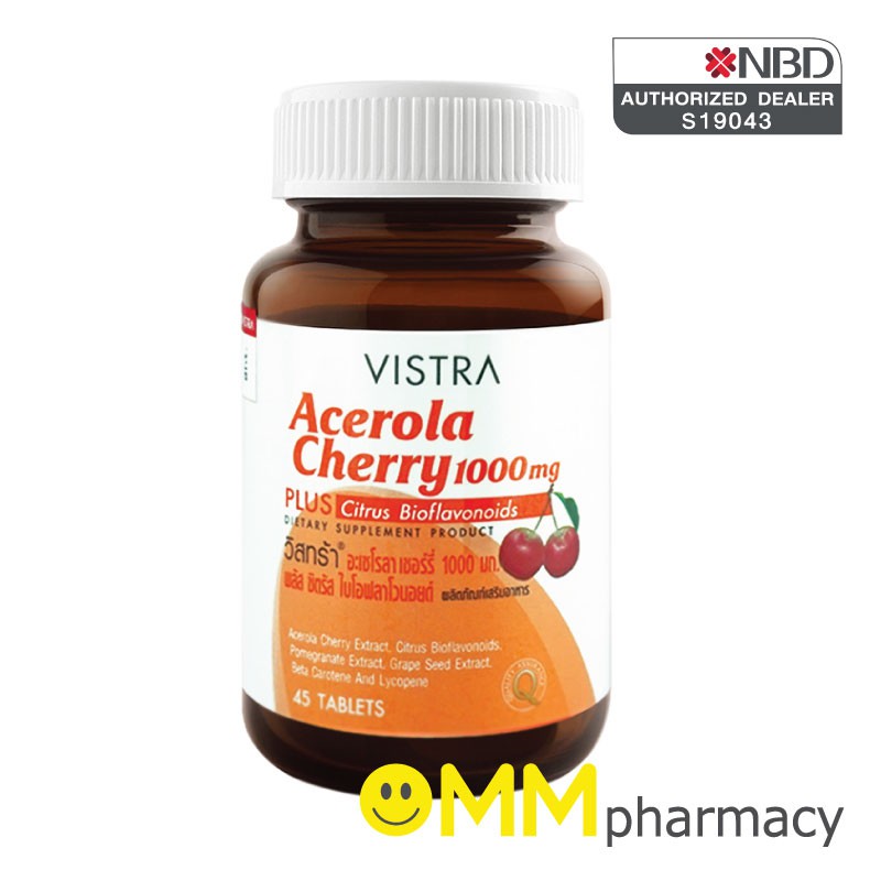 รูปภาพสินค้าแรกของVISTRA Acerola Cherry 1000 mg. 45 เม็ด
