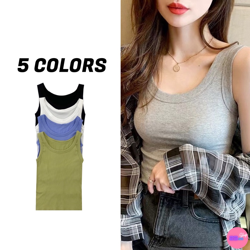 sale80-เสื้อกล้ามแฟชั่นผ้าร่องนิ่มยืด-ฟรีไซส์-5-สี