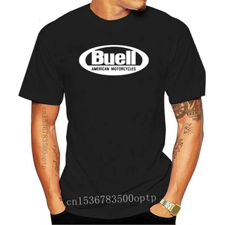 เสื้อยืดวินเทจใหม่ เสื้อยืดลําลอง ผ้าฝ้าย แขนสั้น พิมพ์ลายโลโก้ BUELL Cafe Racer Racing สีดํา แฟชั่นฤดูร้อน สําหรับผู้ชา