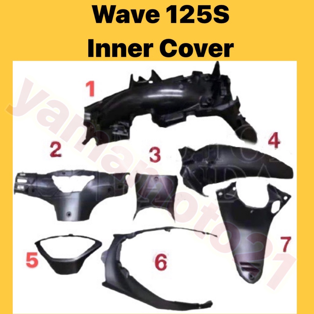 wave125-s-wave125s-ชุดฝาครอบด้านใน-kaver-hitam-caver-ฝาครอบมิเตอร์-บังโคลนหลัง-เบาะนั่ง-magat-honda-wave-125-s-125s