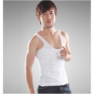 เสื้อกล้ามชายกระชับสัดส่วน บริเวณหน้าท้อง พุงและรอบเอว เน้นกระชับรูปร่างกำจัดไขมันส่วนเกิน สีขาว ไซร์ (XL)