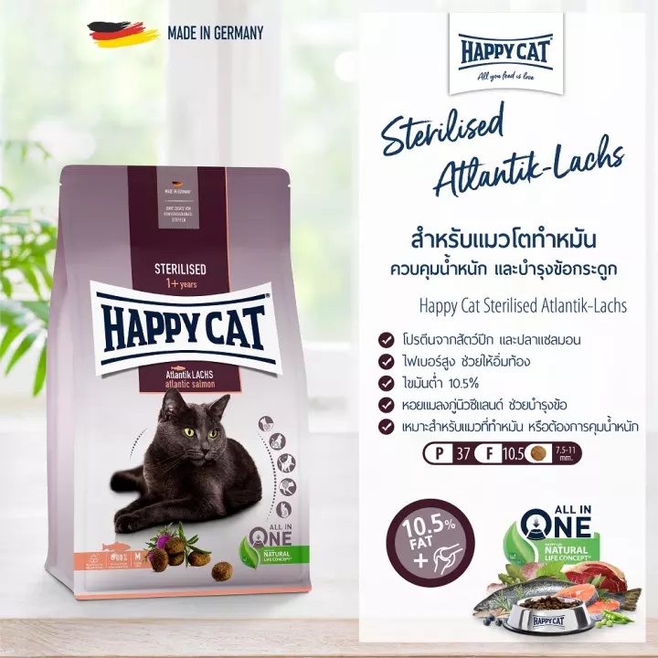 แบ่งขาย-happy-cat-sterilised-1-กิโลกรัม-อาหารแมวโต-สูตร-แมวทำหมัน-ควบคุมน้ำหนัก-รสชาติอร่อย