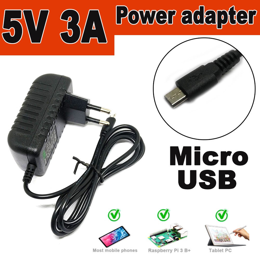 Adapter 5V 3A หัวแบบ Micro USB for Raspberry PI 3 Zero Model B B+ ...