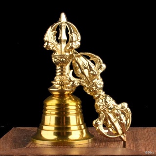 ┋✆พุทธศาสนาในทิเบตห้าโคบอลต์ vajra bell และสาก esoteric Practice เครื่องมือทองเหลืองหนา MINI Bell Five-Strand Vajra Pest