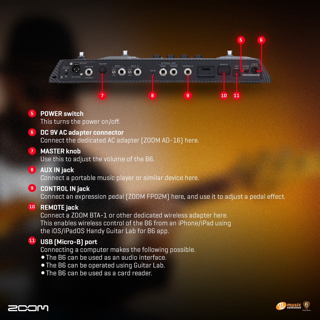เอฟเฟคกีตาร์เบส ZOOM B6 BASS MULTI EFFECT PROCESSOR | Shopee Thailand