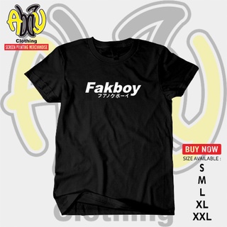 เสื้อยืดแขนสั้น ผ้าฝ้าย พิมพ์ลาย FAKBOY Combed 30s สีดํา ไซซ์ S M L XL XXLสามารถปรับแต่งได้