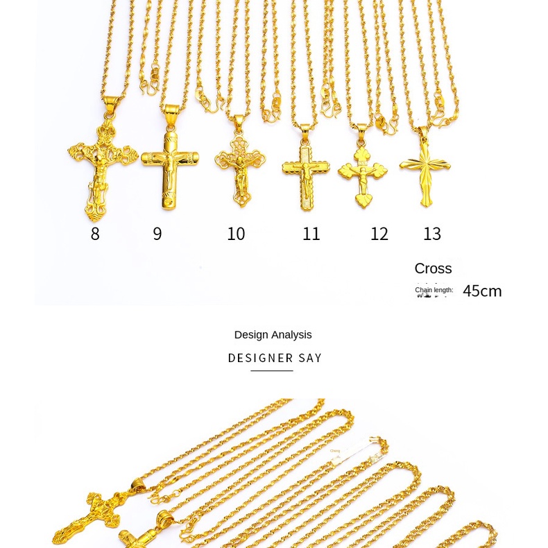 เครื่องประดับทองคําทราย-สร้อยคอชุบทอง-24k-จี้ไม้กางเขน-รูปไม้กางเขน-สําหรับผู้หญิง