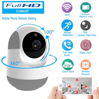 โทรศัพท์ที่เชื่อมต่อ Wifi IP 1080P Camera มองเห็นในที่โทรศัพท์มือถือHome Security Auto Trackingกล้องวงจรปิดหมุนได้ 360°