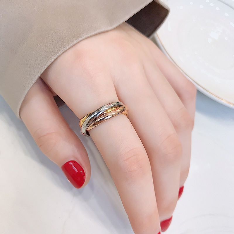แหวนเหล็กไทเทเนียม-18k-แหวนนิ้วชี้-สเตนเลส-สามสี-แฟชั่น