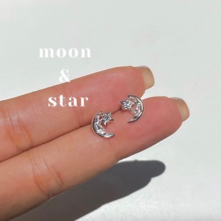 🔥กรอกโค้ด CLMLH ลด 45.-🔥/ crystal moon star earring / ต่างหูเงินแท้925 ต่างหูพระจันทร์ ต่างหูดาว ต่างหูปักก้าน