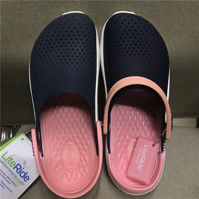 ลดเยอะ-blue-amp-pink-crocs-literide-clog-หิ้วนอกoutlet-ถูกกว่าshop