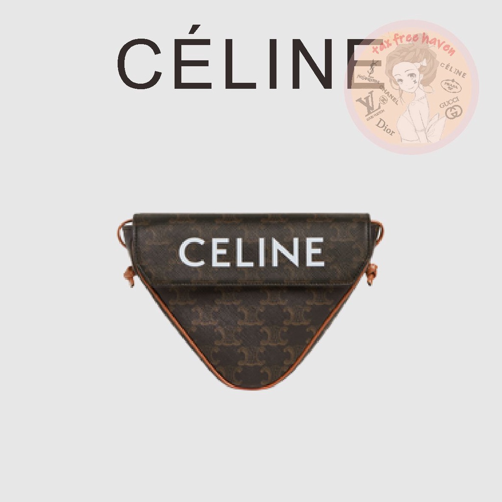 ราคาต่ำสุดของ-shopee-ของแท้-100-celine-แบรนด์ใหม่โลโก้พิมพ์กระเป๋าสามเหลี่ยม