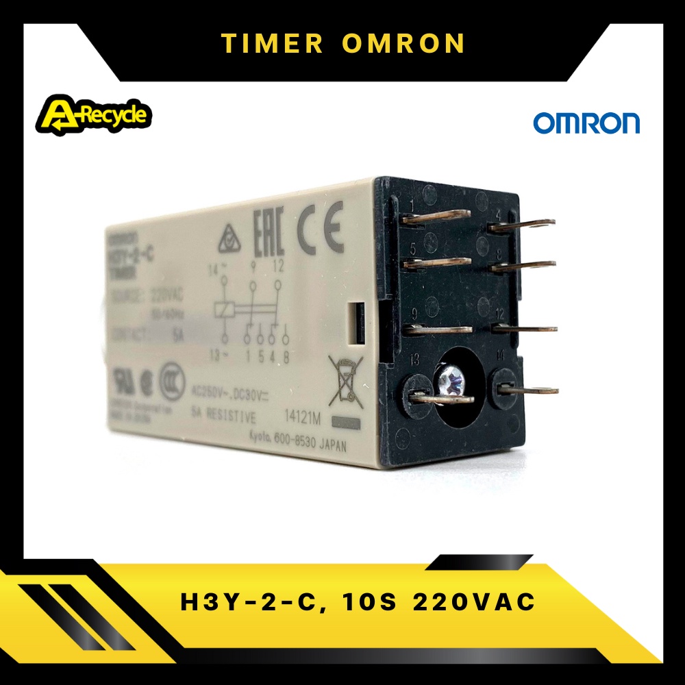 omron-h3y-2-c-10s-220vac-timer-relay-omron-2-contact-8-ขา