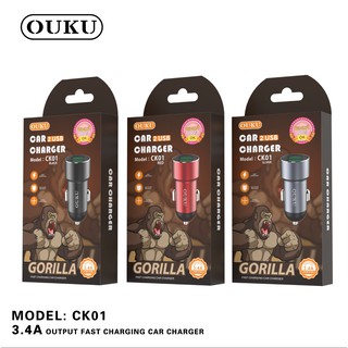 OUKU CK01 ที่ชาร์จแบตในรถ ชาร์จเร็ว USB car chargerหัวชาร์จ อะแดปเตอร์ ชาร์จในรถ 2ช่อง usb QC พร้อมส่ง