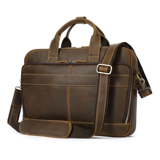 Briefcase กระเป๋าใส่เอกสาร โน๊ตบุ๊ค หนังแท้พรีเมี่ยม สำหรับผู้ชาย รุ่นLB57 (สีน้ำตาล)