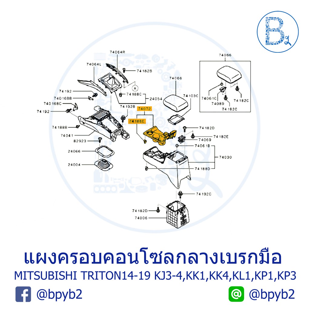 อะไหล่แท้-แผงครอบคอนโซลกลางเบรกมือ-ที่วางแก้วคอนโซลหลัง-mitsubishi-triton14-19-kj3-kj4-kk1-kk4-kl1-kp1-kp3