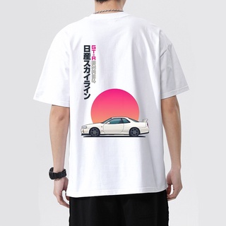 tshirtเสื้อยืดคอกลมฤดูร้อนเสื้อยืดแขนสั้น ผ้าฝ้าย 100% พิมพ์ลายการ์ตูนอนิเมะ Initial D สไตล์ญี่ปุ่น สําหรับผู้ชาย XS S M