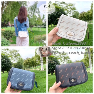 F.A (ของแท้ 100%) COACH C4059 Horse Carriage Small Saddle Bag กระเป๋าสะพายผู้หญิง Messenger Flip Bag