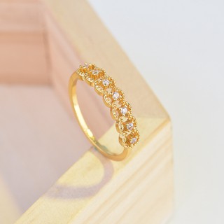 สินค้า ยุโรปและอเมริกาวินเทจเกรซชุบ 18 K ทองแหวนเพชรเทียมแฟชั่นลูกไม้น้ำหนักเบาผู้หญิง de2-4606