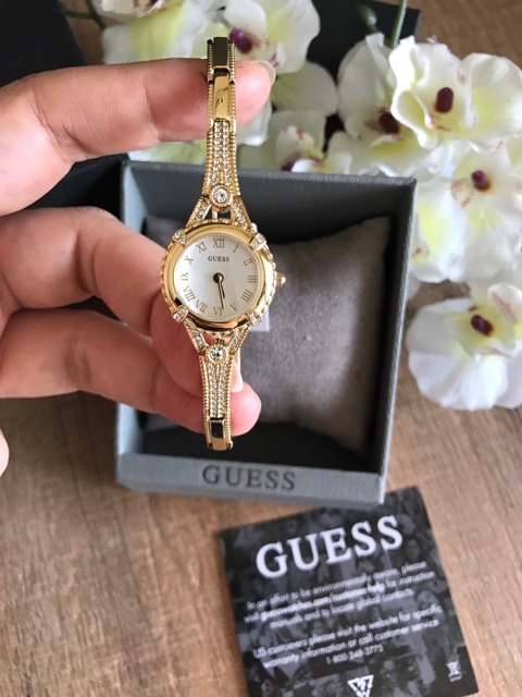 u0135l2-นาฬิกา-guess-ladies-silver-tone-case-gold-tone-brass-watch