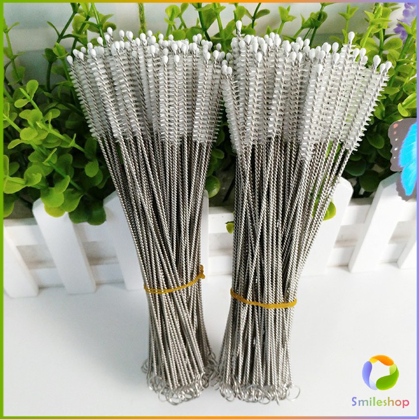 smileshop-แปรงล้างหลอดดูด-จุกนม-ขนไนล่อน-ไม่ทำให้เป็นรอย-stainless-steel-soft-straw-straw-brush