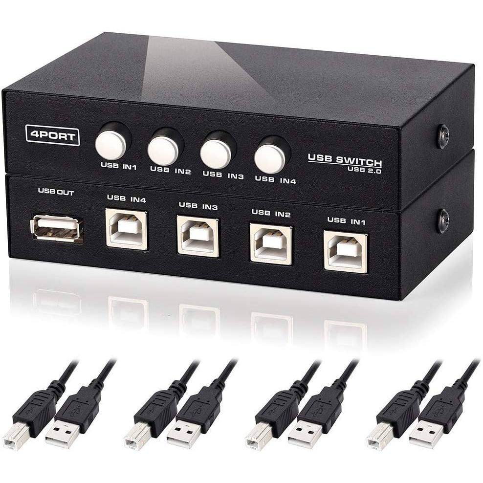 Printer Switch,4 Port USB 2.0 Manual Printer Scanner Sharing Switch Hub ...