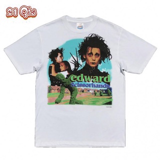 คอลูกเรือเสื้อยืดคอกลม21 สินค้าเดิม/เสื้อยืดคอกลม/ Edward Scissorhands/ผ้าฝ้าย 100% Oversize SML ดำ&amp;ขาว unisex🔥ผ้าฝ้ายแ