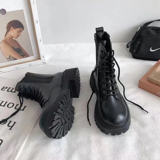 ภาพขนาดย่อของสินค้าส่งจากไทย รองเท้าบูทมาร์ตินส้นหนาสไตล์อังกฤษสำหรับผู้หญิงรองเท้าบูทสั้นนักเรียนคู่เต็ม